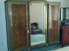 Antique Louis VI Style French Brass and Burl Walnut mirrored Wardrobe / Armoire for sale  Shipping to South Africa