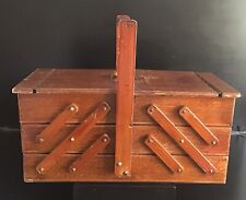 Practical Vintage Wooden Large Cantilever Sewing Box Useful Storage for sale  Shipping to South Africa