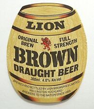 Etiqueta Lion Breweries Ltd LION BROWN DRAUGHT BEER NOVA ZELÂNDIA 300ml  comprar usado  Enviando para Brazil