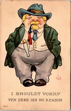 Postal de cómic vintage Fat Dutch Man pipa para fumar firmada por Bernhardt pared 1913 QR segunda mano  Embacar hacia Argentina