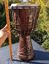 Tambor de madera de percusión africana Djembe tallada caoba 20" de alto segunda mano  Embacar hacia Argentina