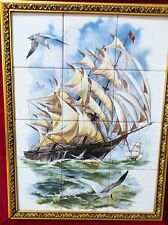 Usado, Pintura vintage de un barco galeón sobre azulejos de cerámica firmada por JC Van Honeck segunda mano  Embacar hacia Argentina