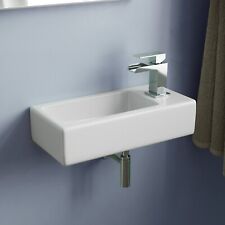 Nes Home Bathroom Wall Hung Cloakroom Ceramic Compact Basin Sink Right Hand for sale  Shipping to South Africa