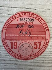 Tax disc 1957 for sale  LISKEARD