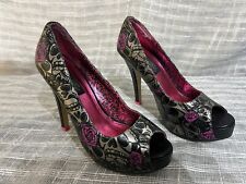 Iron Fist Ladies Black/Silver Skulls @ Roses Heels Size UK4 EU37 for sale  Shipping to South Africa