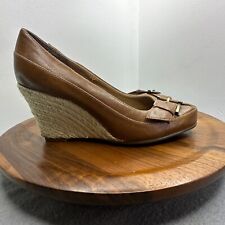 Used, A2 Aerosoles Farewell Brown Wedge Peep Toe Buckle Espadrilles Sandals Size 8.5 for sale  Shipping to South Africa