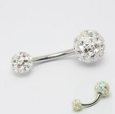 Belly Button Piercing Banana Ball Epoxy Ferido Glitter Multi Crystal Stone, used for sale  Shipping to South Africa