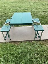 Usado, Mala portátil dobrável verde vintage mesa de piquenique 4 lugares com orifício para guarda-chuva comprar usado  Enviando para Brazil