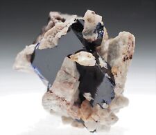 Tsumeb Mine Gem-Lustrous, Terminated Azurite on Dolomite w. minor Wulfenite for sale  Shipping to South Africa