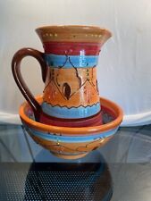 Hand Made Ceramica El Avion Pitcher Spain Textured Pitcher And Bowl for sale  Shipping to South Africa