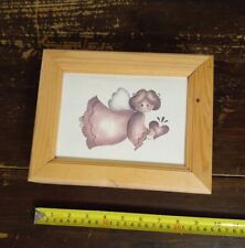 Solid Wood Cottage Framed Angel Keepsake Box Glass Top Kitsch Art Jewelry Sewing for sale  Shipping to South Africa