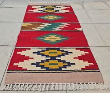 Usado, Autêntico tapete de área de lã turco vintage com nós à mão Kilim Kilm 3,5 x 1,7 pés comprar usado  Enviando para Brazil