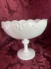 Used, Vtg Indiana Glass White MILK GLASS Round SCALLOP Edge PEDESTAL 8.5" Footed Bowl for sale  Shipping to South Africa