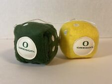 NCAA Oregon Ducks Plush Fuzzy Dice Rear View Mirror Dangle Hanging Yellow Green for sale  Shipping to South Africa