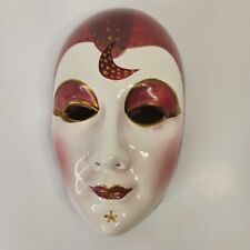 Máscara de Mardi Gras pintada de porcelana vintage decoración de pared carnaval mascarada luna segunda mano  Embacar hacia Argentina