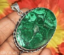 Natural Malachite Gemstone Ethnic Pendant 925 Sterling Silver Plated FP-31 for sale  Shipping to South Africa