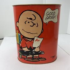 Usado, Cesta de basura de metal Cheinco Peanuts Snoopy Charlie Brown 1965 vintage segunda mano  Embacar hacia Argentina