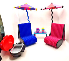 LOL Surprise Doll House Furniture Patio Lounge Chairs w/umbrellas, & Grill LOT, used for sale  Shipping to South Africa