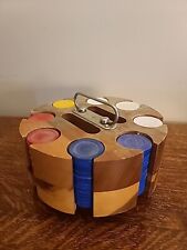 Used, ✅Vintage Poker Chip Set /Rotating Wooden Carousel Caddy, NICE! for sale  Shipping to South Africa