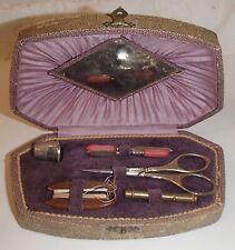 Antique Travel Sewing Kit Solingen Scissors/Thumble/Brass Needle Case for sale  Shipping to South Africa