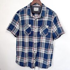 Flag & Anthem Men's Button Down Shirt Plaid Size XL Short Sleeve Blue for sale  Shipping to South Africa