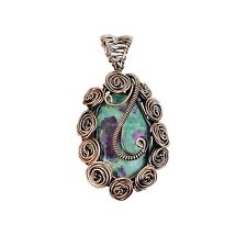 Ruby Fuchsite Jewelry Copper Wire Wrapped Flower Pendant For Women 2.44", used for sale  Shipping to South Africa