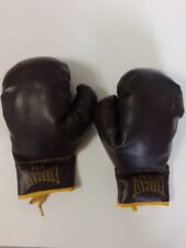 Guantes de boxeo vintage Everlast 9 oz marrones con borde amarillo segunda mano  Embacar hacia Argentina