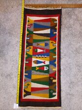 Used, VTG HANDMADE ECUADOR  WOVEN FISH IN A ROW WALL HANGING TAPESTRY / RUNNER 40"X16" for sale  Shipping to South Africa