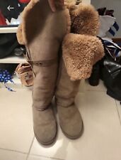 Raras Auténticas Botas Uggs Altas sobre la Rodilla Forradas de Piel Marrón Chocolate Forradas, usado segunda mano  Embacar hacia Argentina