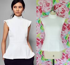 Ted Baker Bubbl Ruffle Peplum white piquet tunic dress top Victorian 3 $245 us 8 for sale  Shipping to South Africa