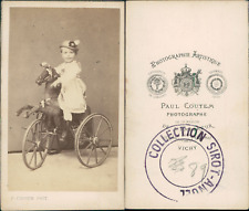 Coutem, Vichy, enfant et son cheval tricycle Vintage CDV albumen carte de visite, usado segunda mano  Embacar hacia Argentina