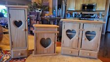 Set Of 3 Vtg Wooden Handcrafted Heart Boxes Kitchen Decor Miniature Wall Hanging for sale  Shipping to South Africa