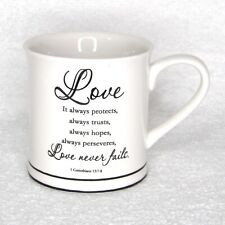 Caneca de café inspiradora Home Essentials Love 1 Corinthians 13: 7-8 tampas. 10 oz. comprar usado  Enviando para Brazil