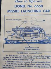 Lionel 6650 missile for sale  Great Neck