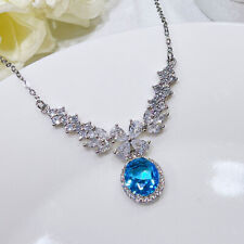 Usado, Nuevo Mujeres Niñas Verano Joyería Azul Blanco Topacio Piedra Preciosa Collar Plata segunda mano  Embacar hacia Argentina