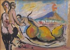 Riccardo Capone Dipinto Moderno Acrilico Nudo di Donna con Paesaggio di Napoli usato  Napoli