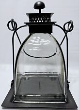 Lanterna de vela com base de metal e abajur de vidro liso sombra fazenda pesada industrial comprar usado  Enviando para Brazil