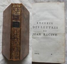 GL} RECUEIL DES LETTRES DE JEAN RACINE * Tome 1 * 18ème (sans-date) d'occasion  France
