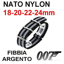 CINTURINO NYLON NERO GRIGIO James Bond 007 18mm 20mm 22mm 24mm MONOPEZZO G10 usato  Italia