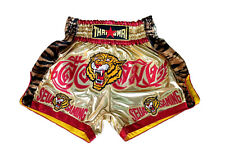 Shorts de elastano Seua Saming Tiger Muay Thai kickboxing bordado dourado MMA K1 UFC comprar usado  Enviando para Brazil