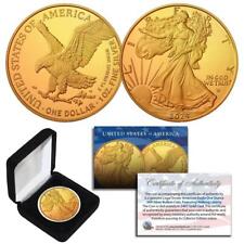 2024 1 uncja 999 Fine Silver American Eagle Moneta 1 $ 24-karatowe złoto pozłacane z PUDEŁKIEM I CERTYFIKATEM na sprzedaż  Wysyłka do Poland