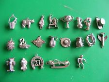 ZH VINTAGE STERLING SILVER CHARMS CHARM SWAN FROG 21  TOBY JUG COW TOPHAT PLANE for sale  Shipping to South Africa