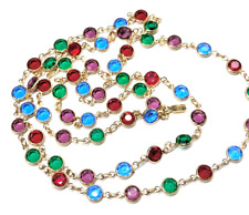 Stunning SWAROVSKI Long Gold Tone Multicolor Crystal Necklace MARKED 32" G02 for sale  Shipping to South Africa