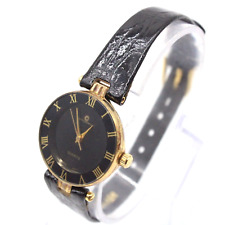 Relógio feminino J.B Champion tom dourado aço inoxidável mostrador preto pulseira de couro comprar usado  Enviando para Brazil