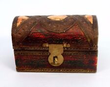 Caja de joyería de madera de aspecto vintage con accesorios de latón y trabajo óseo. G62-177, usado segunda mano  Embacar hacia Argentina