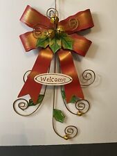 Hoja de metal rojo arco de Navidad letrero de bienvenida puerta colgante decoración navideña segunda mano  Embacar hacia Argentina