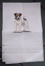 Toalha de mão de linho irlandês vintage Jack Russell Terrier recortada e ponto NOVO/EUC comprar usado  Enviando para Brazil