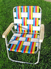 Vintage Aluminum Child's Kids Small Folding Beach Lawn Chair Woven Webbed Camp for sale  Shipping to South Africa