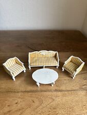 Vintage Lundby Striped Couch, Armchairs & Coffee Table Living Room Furniture Set, used for sale  Shipping to South Africa