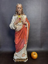 Usado, Antiga estátua do Sagrado Coração de Jesus 22" de altura giz igreja católica relíquia MCM comprar usado  Enviando para Brazil